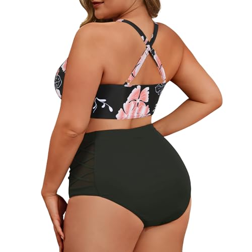 Image of American Trends Womens Plus Size Bikini Set - Tummy Control, High Waisted 2 Piece Swimsuits Bathing Suits
