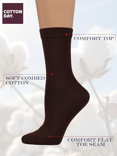 Image of COTTON DAY Women's Soft Combed Cotton Socks Seamless Toe Black White Navy