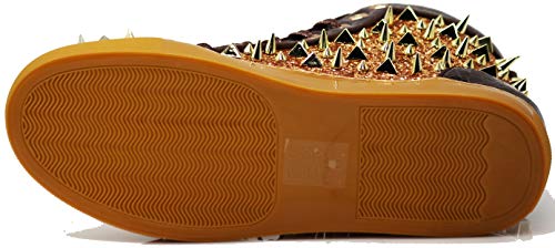 Image of Enzo Romeo Men's High Top Crystal Shimmer Rhinestone Blink Flat Spike Fashion Sneakers Shoes BUL2