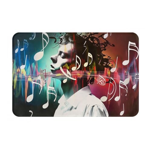 Image of kkvhhyuo Music 1 Print Door mat 16 x 24 Inch, Washable Muddy Dirt Absorbent Low-Profile with Rubber Backing Indoor Door mat for Front Door, Kitchen, Pet Area, Laundry Room