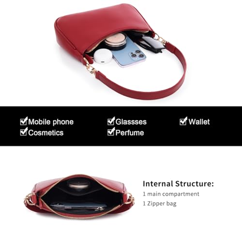 Image of Shoulder Bag for Women with 2 Removable Straps and Zipper Closure Crossbody Bags Clutch Tote HandBags Purses | with 2 Removable Straps