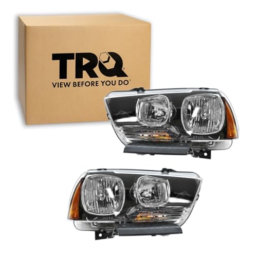 Image of TRQ Headlight Assembly Set CH2502232 CH2503232 Compatible with 2011-2014 Dodge Charger