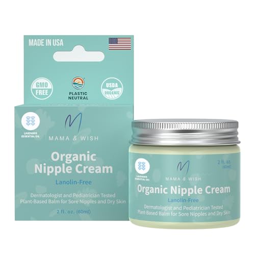 Image of Mama & Wish Organic Nipple Cream - Breastfeeding Balm | Lanolin-free, Postpartum Essentials Safe for Nursing, Non-GMO Scented (2 oz 1 Pack)