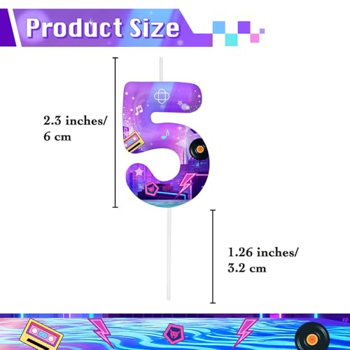 Image of Dark Purple Number 5 Birthday Candles, Cartoon Themed Cake Toppers for Boys Girls Cake Decorations, Birthday Decorations Party Supplies, Number Candles for Party Decor