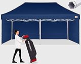 ABCCANOPY Premium Canopy 10x20 Pop Up Commercial Canopy Tent with Side Walls Instant Shade, Bonus Upgrade Roller Bag, 6 Weight Bags, Stakes and Ropes, Navy Blue