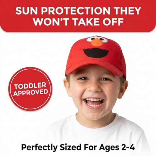 Casquette Elmo Sesame Street avec visière courbée en coton doux rouge clair - 6
