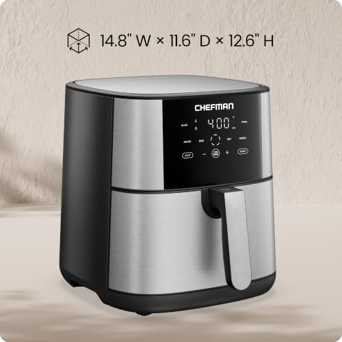 Chefman Air Fryer 8 Qt | TurboFry® 4-in-1 with 450°F Hi-Fry Option for Crispier Results | Bake, Dehydrate, Frozen | XL Nonstick Dishwasher-Safe Basket | Stainless Steel - image 7
