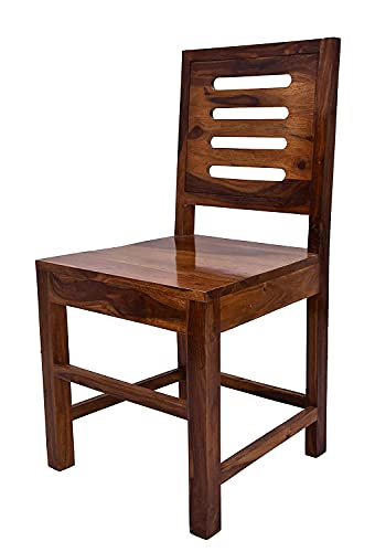 Image of Sheesham Wood Dining Chairs Set of 4 for Dining Room Furniture || Solid Wood Chairs Set Without Cushion for Living Room Home and Office - Honey Finish