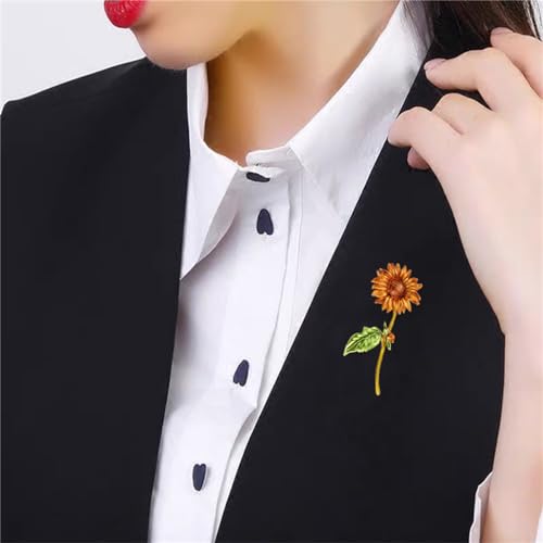 Image of WCRAZYE Sunflower Flower Brooch Pin for Women Girls Elegant Enamel Crystal Rhinestone Yellow Flower Plant Brooch Pin, Charm Sun Flower Coat Brooch for Mom Christmas Valentine's Day Jewelry Gifts