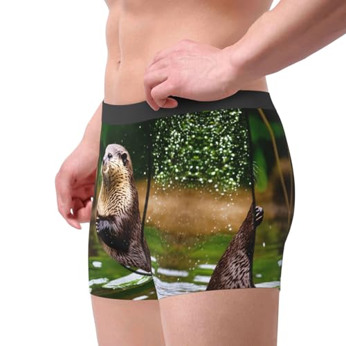 Animal Cute Brown Otters Mens Underwear,Boxer Briefs for Men Pack, Mens Boxer Briefs4