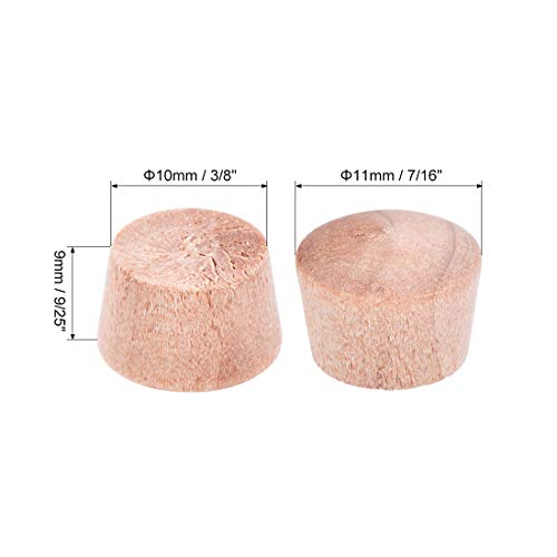 Image of uxcell Wood Button Top Plugs 3 /8 Inch Wood Color Hardwood Furniture Plugs 9 /25 Inch Height 200 Pcs