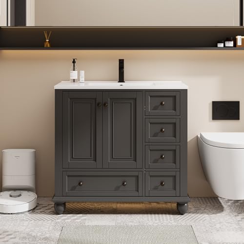 eclife 36" Bathroom Vanity Sink Combo Vintage Style with Painted