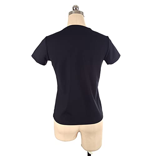 Tops de treinamento de patinação artística, elegante padrão de strass mangas curtas adulto crianças