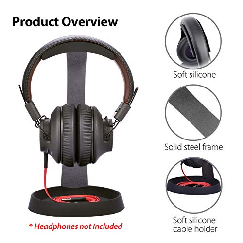 Avantree Solid Steel Headphone Stand Holder, Desk Headset Stand Hanger, Sturdy with Space for Cable, Sennheiser, Sony, Bose, Shure, Headphones and More - Image 4