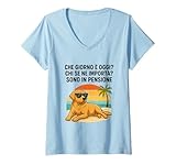 donna che giorno È oggi? chi se ne importa? sono in pensione pensi maglietta con collo a v