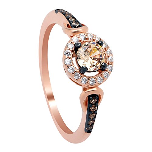 Ginger Lyne Collection Tanisha Beautiful Chocolate and Champagne Bridal Ring Rose Gold Over 925 Sterling Silver Size 9