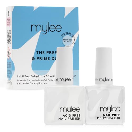 Mylee Nail Prep & Prime Duo – Deshidratador y Primer Sin Ácido para Uñas de Gel – Mejor adherencia, sin el levantamiento ni astillado – Calidad de salón para manicuras de gel duraderas y sin astillado