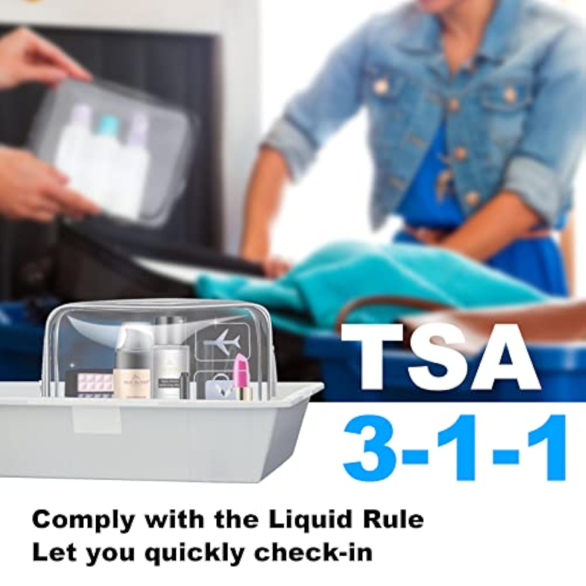 3-Pack Clear Wash & Makeup Bags, TSA Approved