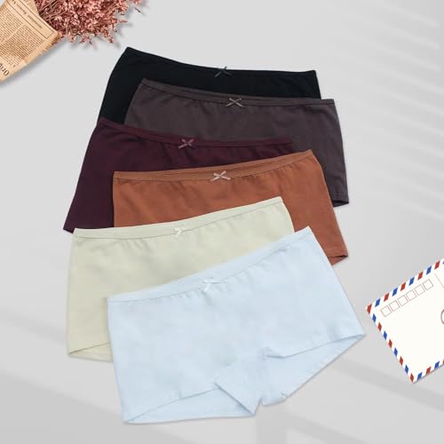 Image of Allxwek Womens Cotton Underwear Boy Shorts for Women Stretch Comfort Boxer Briefs Ladies Knot Panties 3 /6 3901