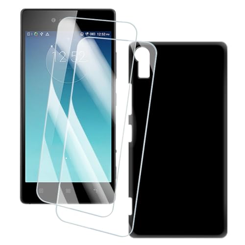 OAGELIM 2er Pack Bildschirm Schutzfolie + Hülle Kompatibel mit Lenovo Vibe Shot Z90-7 (5 Zoll) Künstlerisch Bedruckte Hülle & Gehärtetes Glas Kratzfest (Schwarz)