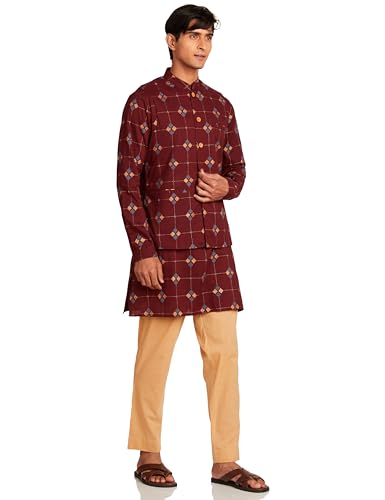 Image of Amazon Brand - Symbol mens Cotton Nehru Jacket Kurta Pant Set (3pcs)