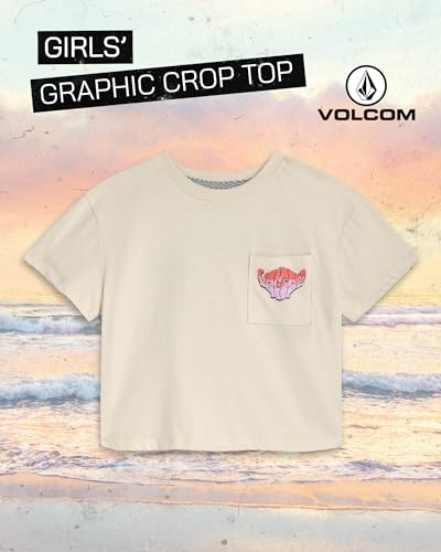 Image of Volcom Girls Crop Top - Short Sleeve Cropped Girls T Shirts Crewneck Summer Tops (Size Runs Small Size Up Recommended)