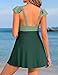 Charmo Ribbed Maternity Bathing Suit V Neck Push up One Piece Pregnancy Swimsuit Ruffle Swimdress for Women Swimwear Army Green Splicing M