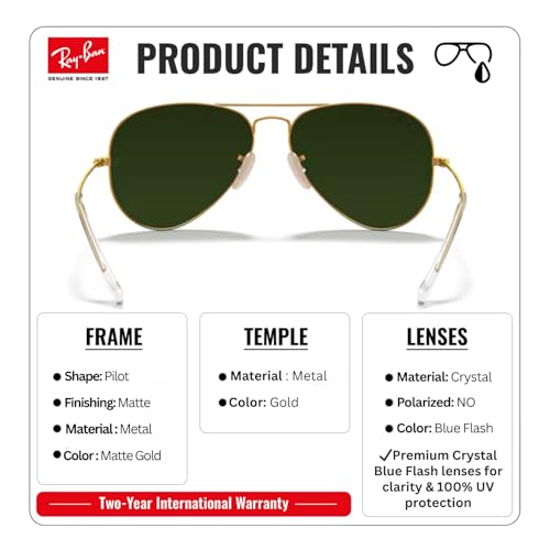 Image of Ray-Ban RB3025 AVIATOR FLASH LENSES Pilot Shaped Sunglasses for Men & Women with Official RAYBAN Eyewear Kit
