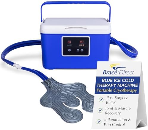 Brace Direct BlueIce Cold Therapy Circulation Machine with Universal Pad- Back, Knee, Hip, Shoulder, Ankle- Quiet Cryotherapy Pain Relief for Post Surgical, Arthritis, and Swelling