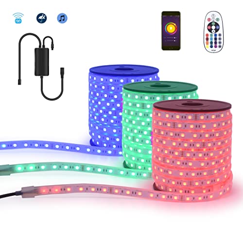 Crazy Clearance 80 Feet Long Run Waterproof 24V RGB LED Light Bluetooth App Music SYNC Colors Changing Home Theater Backlight Crown Molding Landscape Pool Rooftop Rope Lights