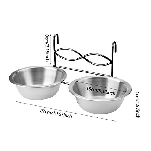 Owlike Stainless Steel Dual Hanging Food Water Bowl Feeder With Hook For Cat Pet Dog Puppy Crate Cage #TOP1