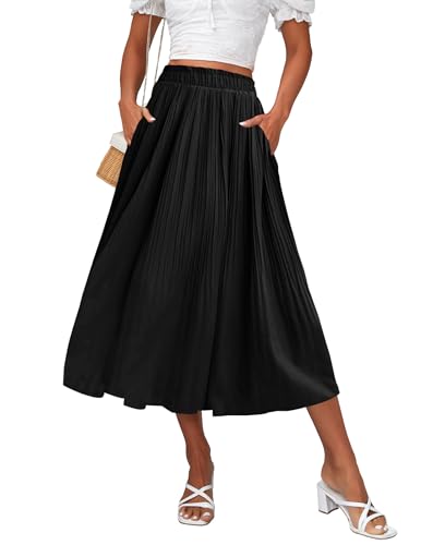 Amazon.com: Zeagoo Women's Midi Skirts High Waisted Pleated A-Line
