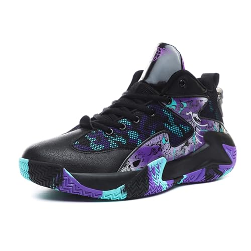 JUQINME - JUQINME Men's Basketball Shoes High-Top Anti Slip Lightweight Breathable Sneakers Casual Athletic Indoor Jogging Outdoor Sport Running Shoes Black 10.5 - -18%
