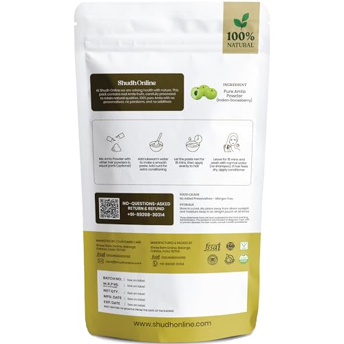 Image of Shudh Online Dry Amla Powder for Hair Growth Organic (100 Grams) | Eating, Drinking - Amala Usirikaya | Avla Gooseberry Fruit Churna (Pure Seedless Edible)