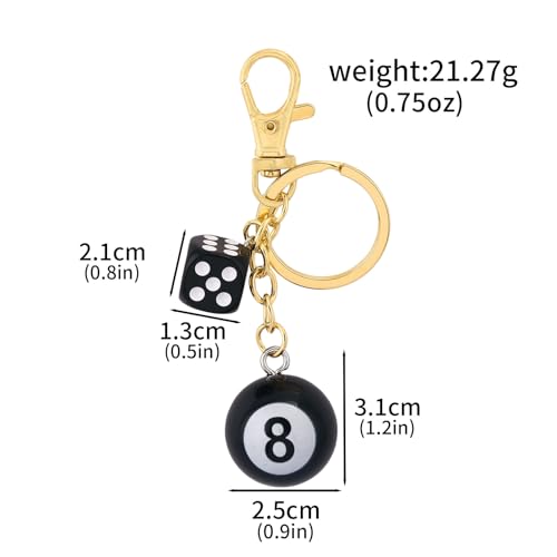 Image of 8 Ball Dice Charm Keychain - Cute Bag Purse Handbag Accessories - Y2K Aesthetic Key Chain for Women Men
