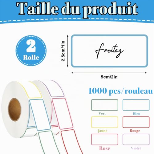 Lot de 2000 Étiquettes Alimentaires 25 x 50 mm, Amovibles, Étanches – vue 2
