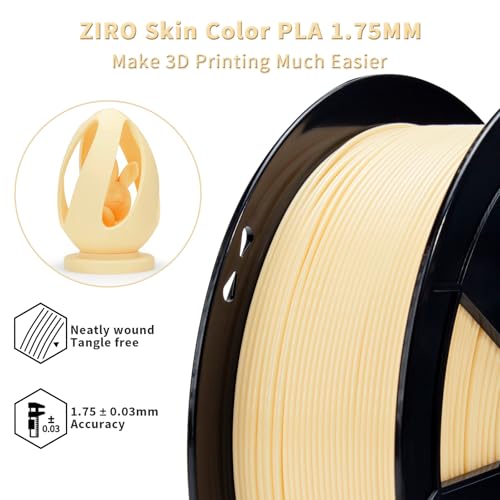 Image of ZIRO 1.75mm PLA Filament, 3D Printer PLA PRO Basic Color Series, Skin | Fit for Most FDM 3D Printer, 1.75mm 1KG Spool, Dimensional Accuracy + /-0.03mm, Colorful PLA FilamenT