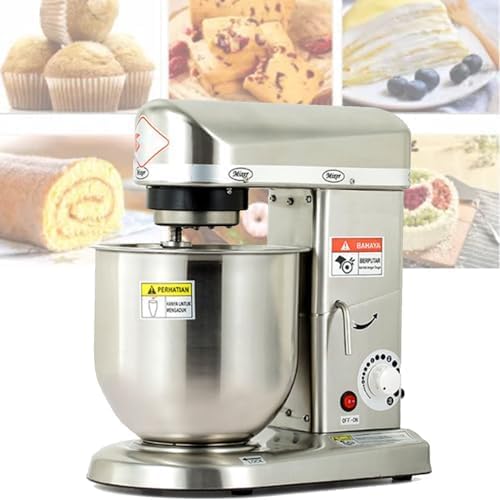 Memykoy Amasadora Profesional de 500 W, 5 L, 7 L y 10 L, para repostería, eléctrica, con Bol de Acero Inoxidable, batidor, Gancho para Masa y Varillas para Hornear. Apta para lavavajillas. 5L