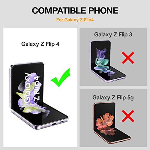 Goosebox For Galaxy Z Flip 4 Case, Embedded Camera Lens Screen Protection+ With Semi-Automatic Hinge Protection Military-Grade Rugged Drop-Proof Cover For Samsung Z Flip 4 (Black) #TOP6