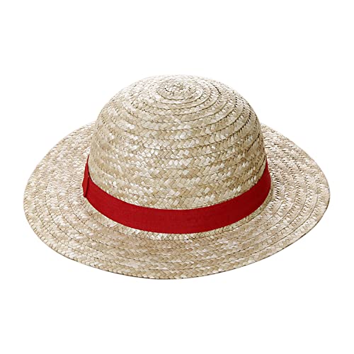 EHOTER Chapeau De Paille Luffy Monkey D. Luffy Cosplay Chapeau Multifonctionnel Crème Solaire Chapeau De Paille Cosplay Chapeau De Soleil Pour Enfants Adultes (Paille de blé)