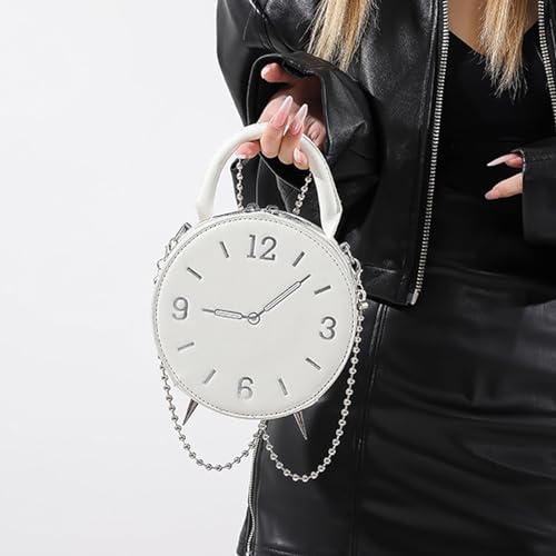 Shoulder Bag for Women PU Leather Modern Clock Handbag Small Cell Phone Purse with 2 Way Zippers for Daily Use4