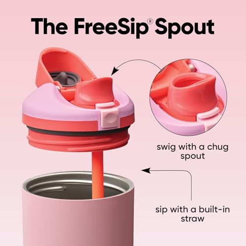 Image of Owala FreeSip Tumbler Insulated Stainless Steel Water Bottle with Built-in Straw and Side Handle, For Travel, Work, School, and Sports, 40oz, BPA Free, Leak Proof, Angel Food Cake