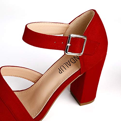 SANDALUP Women's Chunky Block High Heel Sandals with Open Toe Ankle Strap for Dress Wedding Party - Image 4