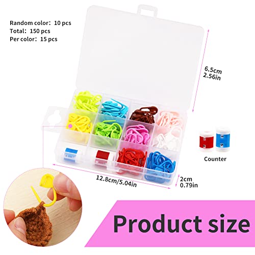159Pcs Knitting Markers Stitch Locking Clips, Crochet Pins Crochet Markers, Stitch Markers for Crocheting, Stitch Marker Crochet Clips Locking Clips Counter with Plastic Big Eye Sewing Needles