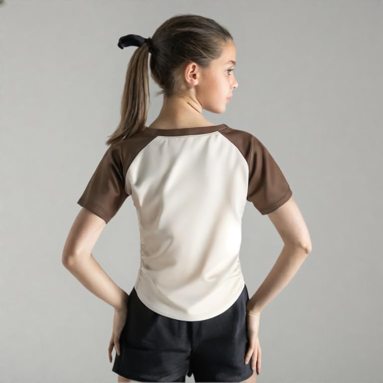 Girls Short Sleeve Athletic Shirt, Clothes for Girls, Kids & Teen Tops, Quick-Dry Raglan Sports T-Shirt3