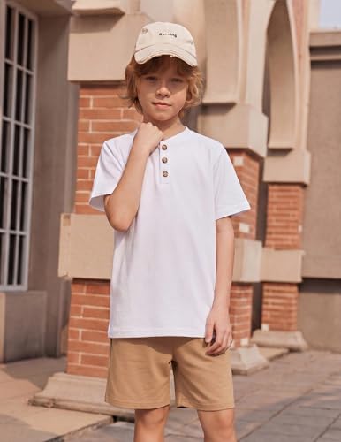 Image of Arshiner Boy's Textured Button Up Shirt and Shorts Set 2 Piece Summer Beach Outfit for 5~12 Years Kids