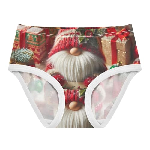 Cute Christmas Gnome Red Toddler Girl Underwear, Girls Briefs, 2T–8 Years