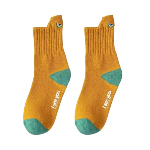 Men Athletic Crew Socks, Mustard Yellow with Turquoise Heel and Toe, Ribbed Design2
