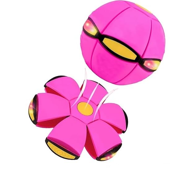 Children's Bouncing Ball,Bouncy Ball,Interactive Pop-Up Transform Toy,Parent-Child Interaction,Pet Toy Flying Saucer Balls,for Large Medium Small Dog Pet and Kids Outdoor Sports (Rose Red)