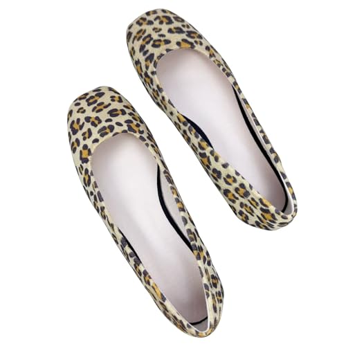 HuangTaiJi Qing Women Suede Ballet Flats Square Toe Soft Dressy Shoes Comfortable Walking Slip-On Loafers